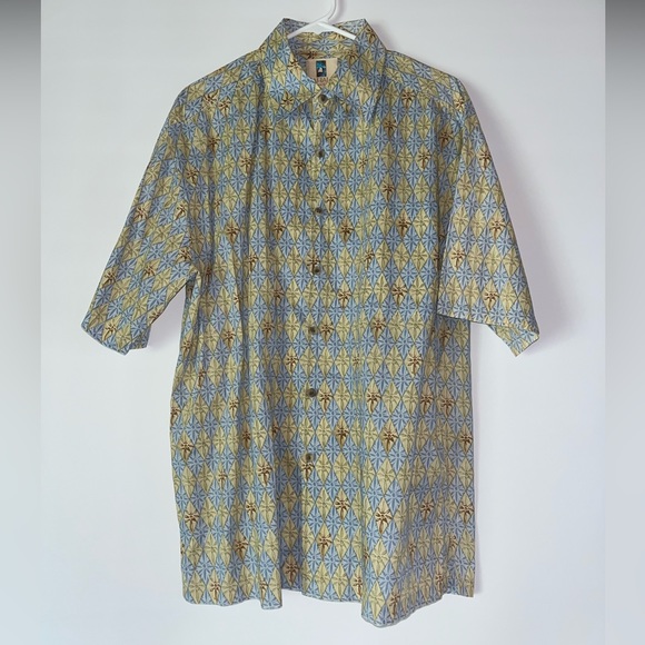 Men's Hawaiian Kahala button down shirt Blue and Green size Medium - Picture 2 of 6